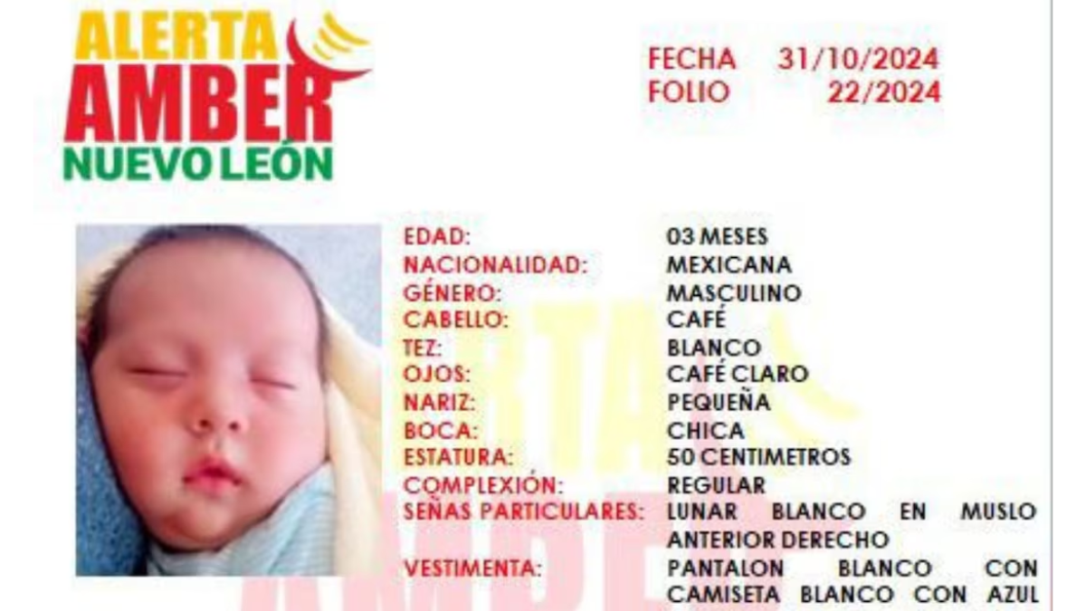 Alerta Amber de bebé secuestrado
