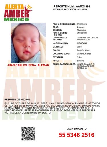 Alerta Amber Activada Por Bebé Secuestrado En Escobedo. › La Sierra Madre