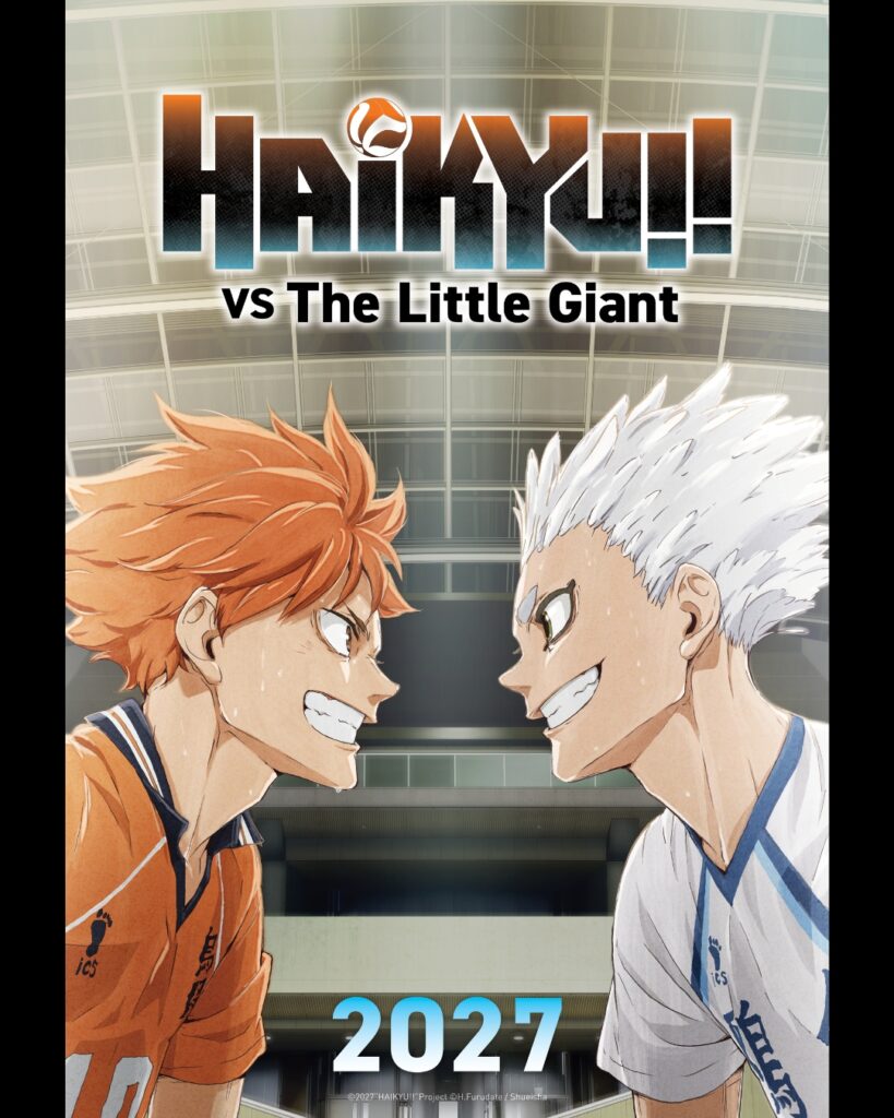 Shoyo Hinata Vs Korai Hoshiumi › La Sierra Madre Poster for Haikyu!! Vs the Little Giant Featuring Two Volleyball Players Facing off in a Stadium, with '2027' at the Bottom › La Sierra Madre
